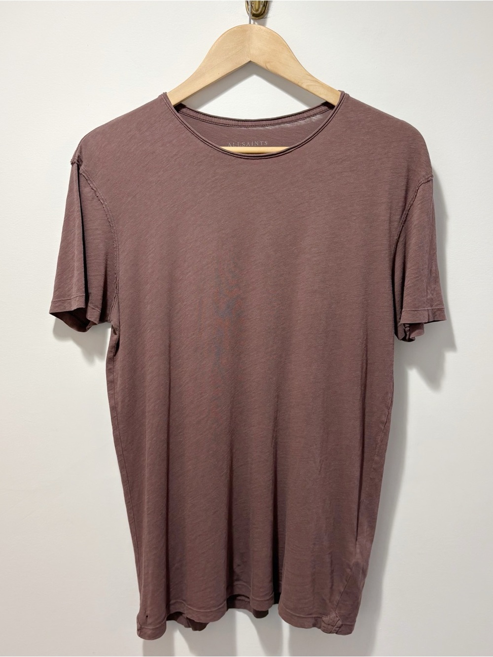 AllSaints Figure Crew T Shirt Size Small Moorland Brown Red Casual Layering